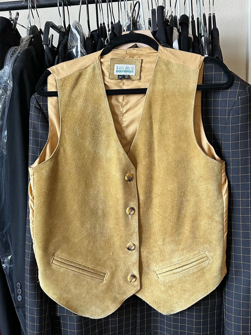 Vintage Women's Camel Suede Vest Western Cowboy Leather Vest